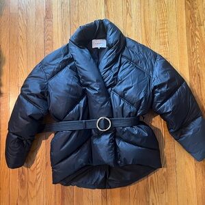 Frame Black Puffer Jacket with Belt